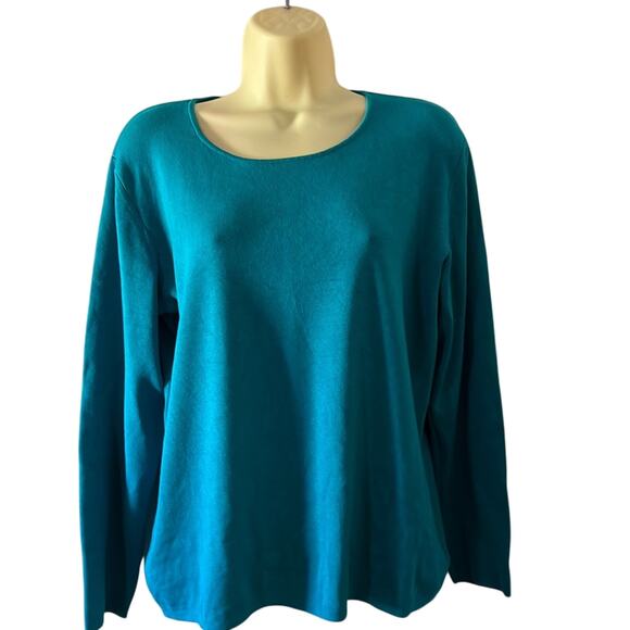 Chico’s 2 Peacock Blue Silk Blend Sweater Woman Size 12 Pullover - Picture 1 of 7